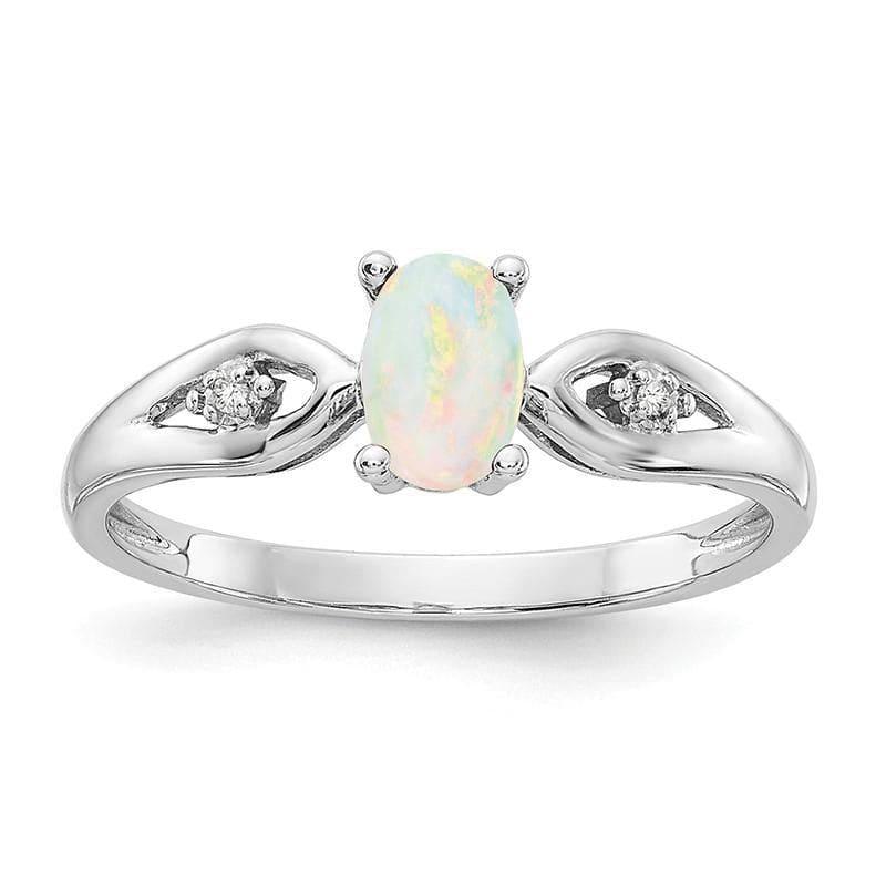 14k White Gold Opal Diamond Ring - Seattle Gold Grillz