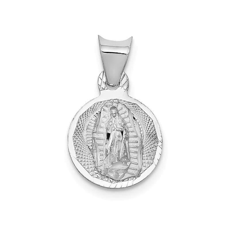 14k White Gold Our Lady of Guadalupe Circle Pendant - Seattle Gold Grillz