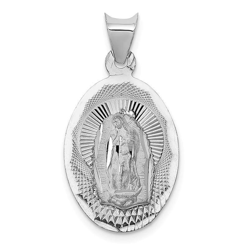 14k White Gold Our Lady of Guadalupe Oval Pendant - Seattle Gold Grillz