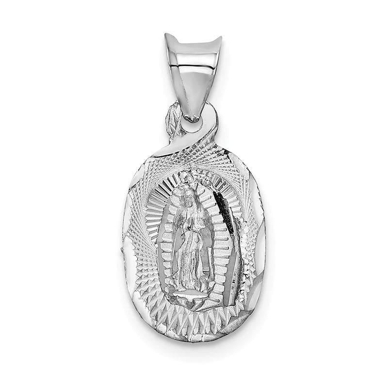 14k White Gold Our Lady of Guadalupe Oval Pendant - Seattle Gold Grillz