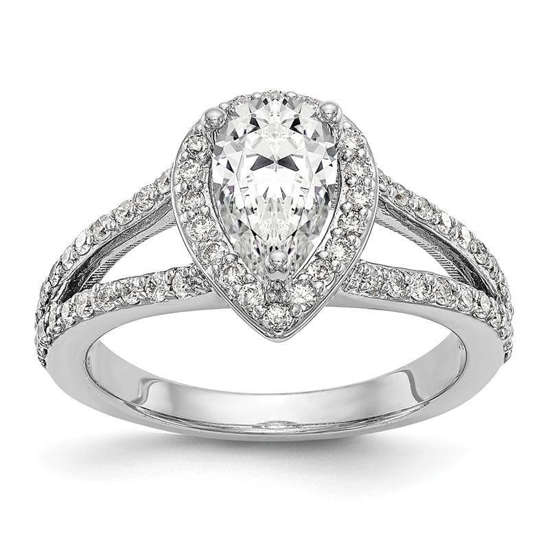 14K White Gold Pear Pear Halo Engagement Ring Mounting - Seattle Gold Grillz