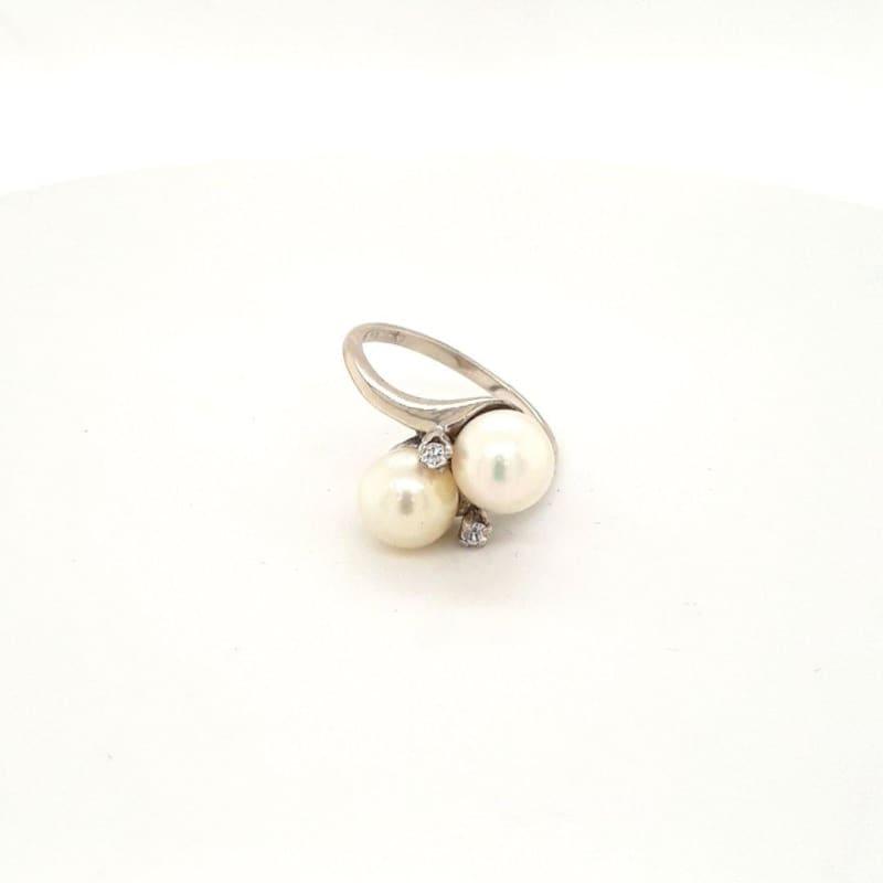 14k White Gold Pearl & Diamond Ring - Seattle Gold Grillz