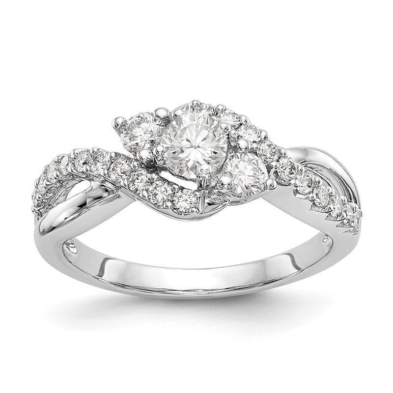 14k White Gold Peg Set Criss-Cross Engagement Ring Mounting - Seattle Gold Grillz