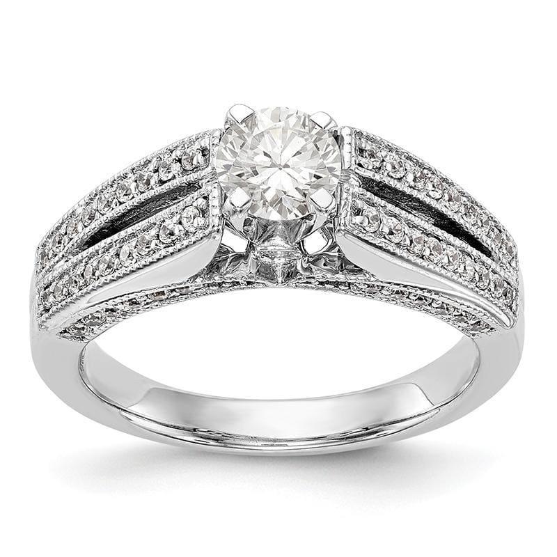14K White Gold Peg Set Diamond Engagement Ring - Seattle Gold Grillz
