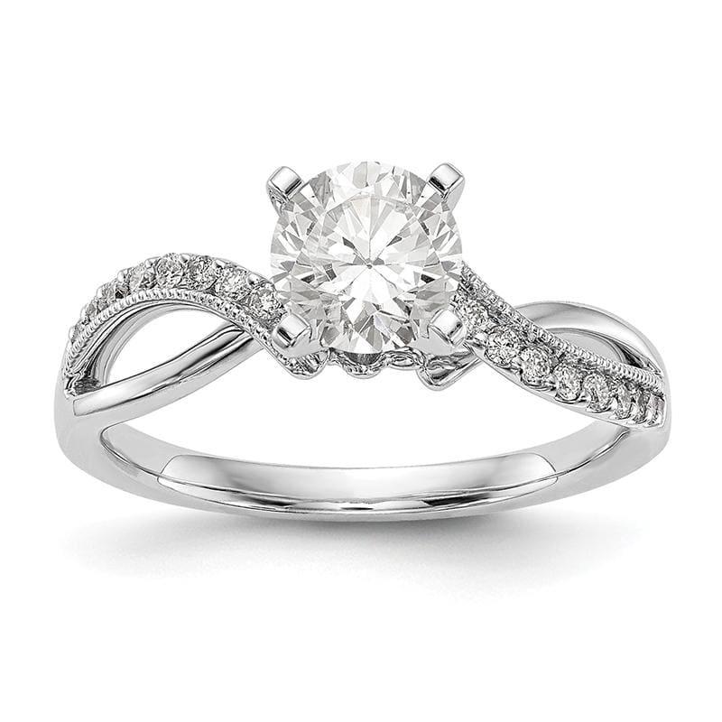 14k White Gold Peg Set Diamond Semi-mount Criss-Cross Engagement Ring - Seattle Gold Grillz