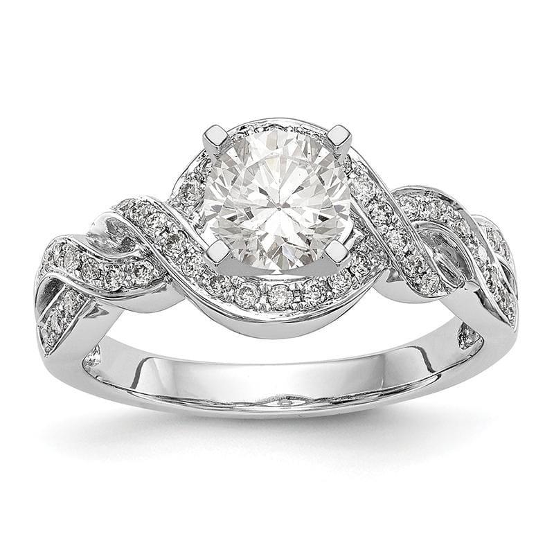 14k White Gold Peg Set Diamond Semi-mount Criss-Cross Engagement Ring - Seattle Gold Grillz