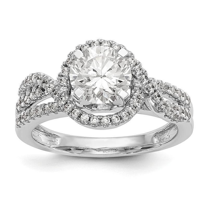 14K White Gold Peg Set Diamond Semi-Mount Halo Engagement Ring - Seattle Gold Grillz