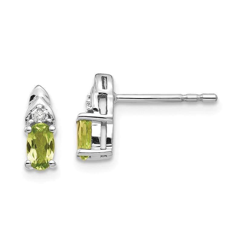 14k White Gold Peridot Diamond Earring - Seattle Gold Grillz