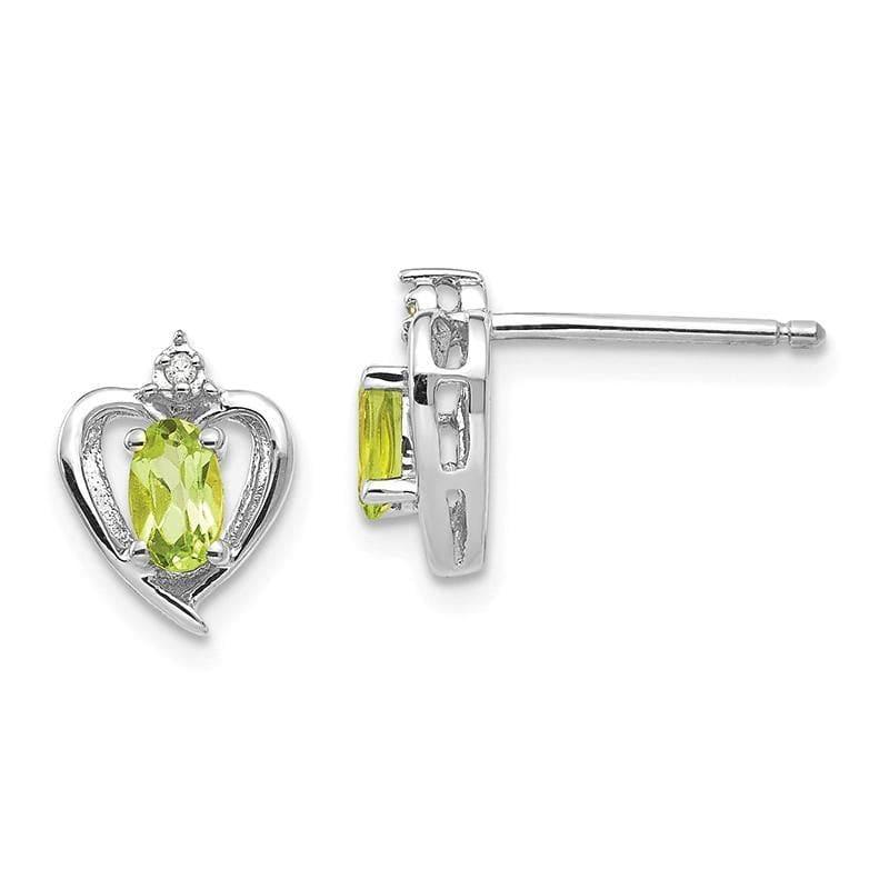 14k White Gold Peridot Diamond Earring - Seattle Gold Grillz