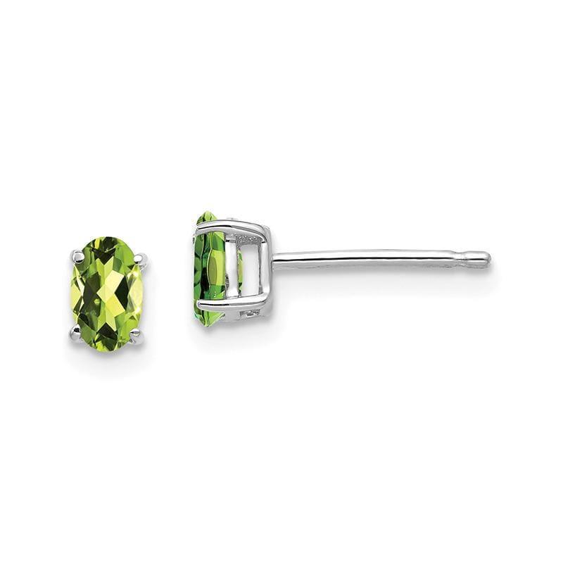 14k White Gold Peridot Oval Stud Earrings - Seattle Gold Grillz