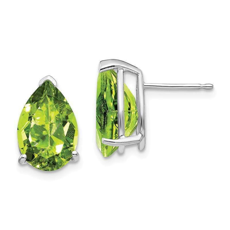 14k White Gold Peridot Pear Stud Earrings - Seattle Gold Grillz