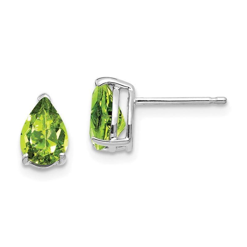 14k White Gold Peridot Pear Stud Earrings - Seattle Gold Grillz