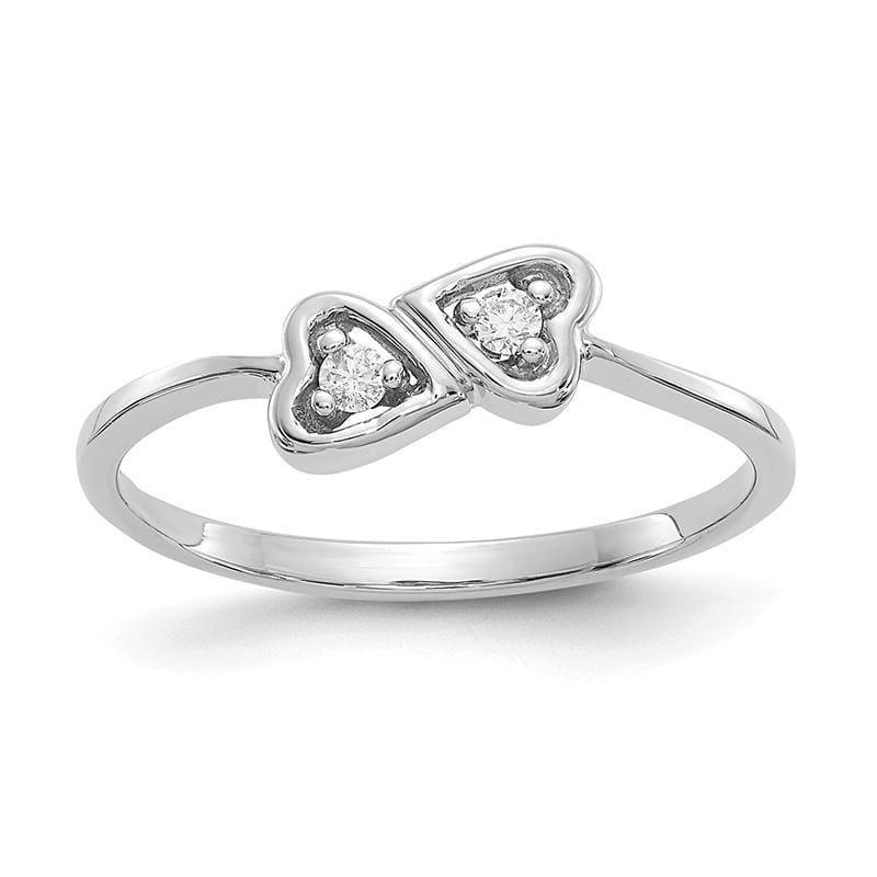 14k White Gold Polished AA Diamond Heart Ring - Seattle Gold Grillz