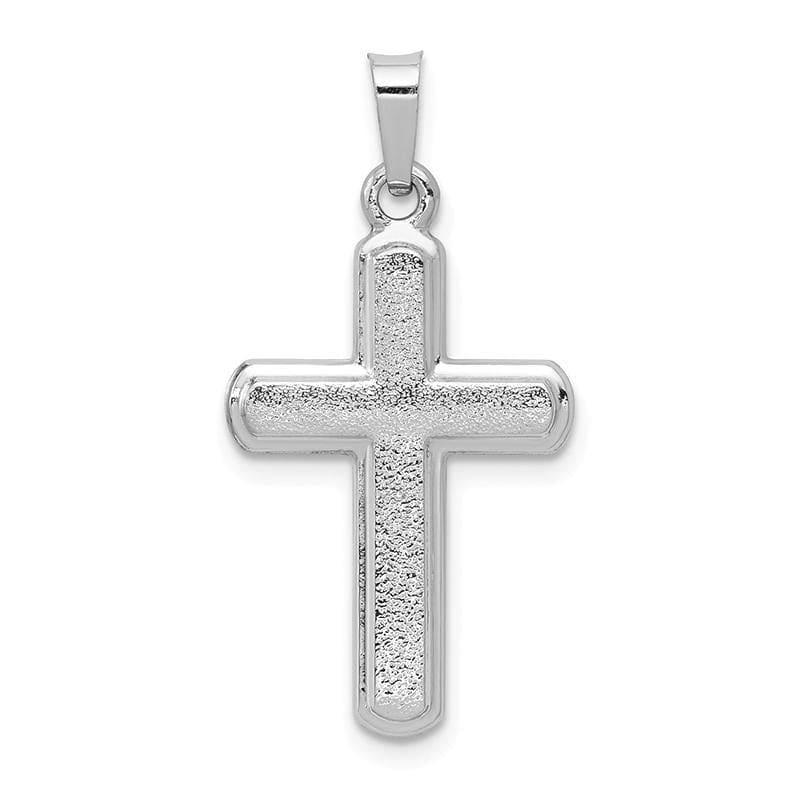 14k White Gold Polished and Satin Cross Pendant - Seattle Gold Grillz