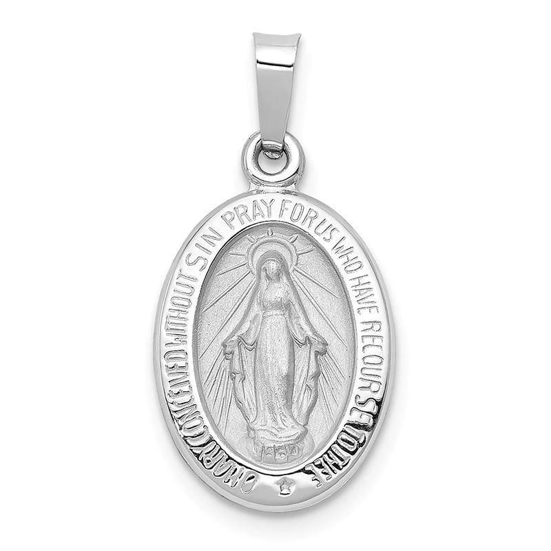 14k White Gold Polished and Satin Miraculous Medal Pendant 2 - Seattle Gold Grillz