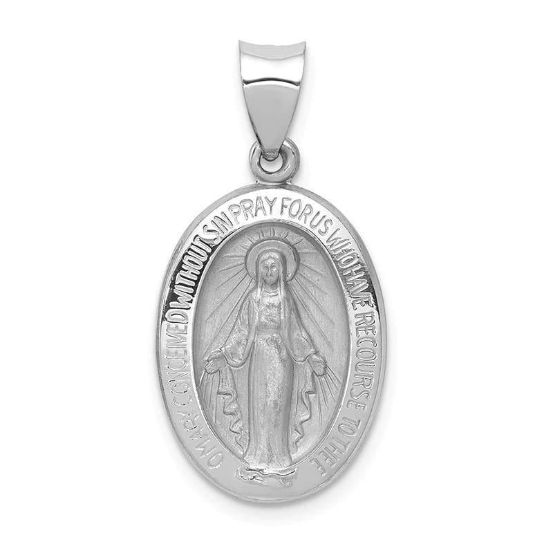 14k White Gold Polished and Satin Miraculous Medal Pendant 3 - Seattle Gold Grillz