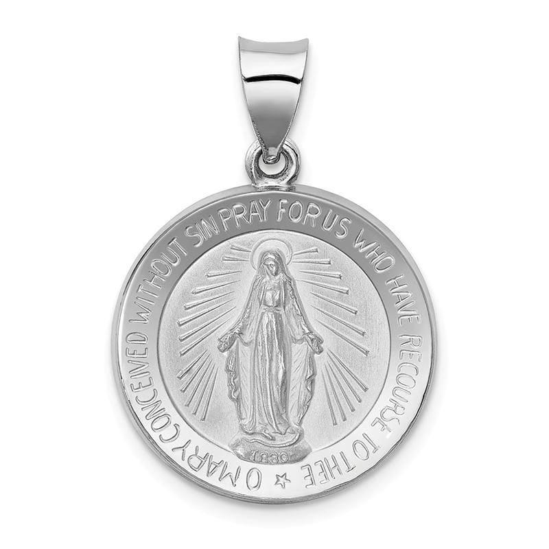 14k White Gold Polished and Satin Miraculous Medal Pendant 4 - Seattle Gold Grillz