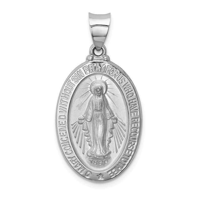 14k White Gold Polished and Satin Miraculous Medal Pendant 5 - Seattle Gold Grillz