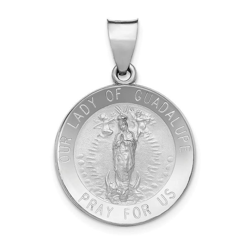 14k White Gold Polished and Satin Our Lady of Guadalupe Medal Pendant - Seattle Gold Grillz