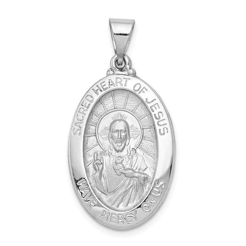 14k White Gold Polished and Satin Sacred Heart of Jesus Medal Pendant - Seattle Gold Grillz