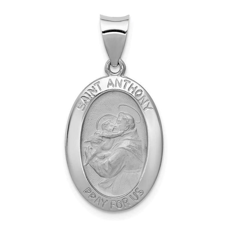14k White Gold Polished and Satin St. Anthony Medal Pendant 1 - Seattle Gold Grillz