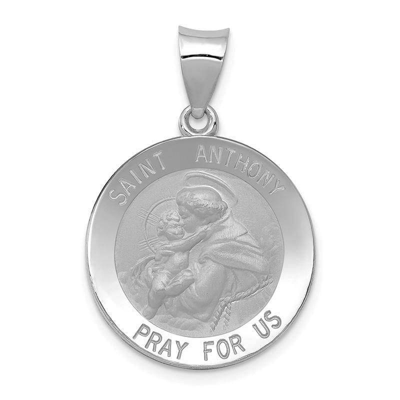 14k White Gold Polished and Satin St. Anthony Medal Pendant 2 - Seattle Gold Grillz