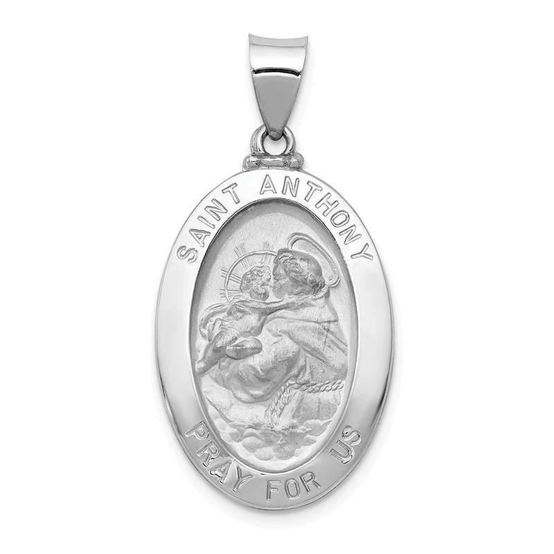 14k White Gold Polished and Satin St. Anthony Medal Pendant 3 - Seattle Gold Grillz