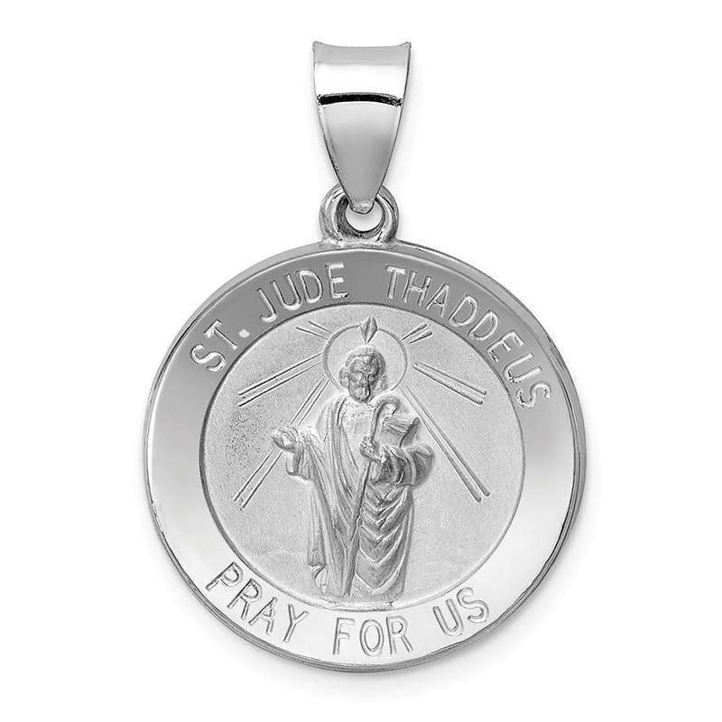 14k White Gold Polished and Satin St. Jude Thaddeus Medal Pendant - Seattle Gold Grillz