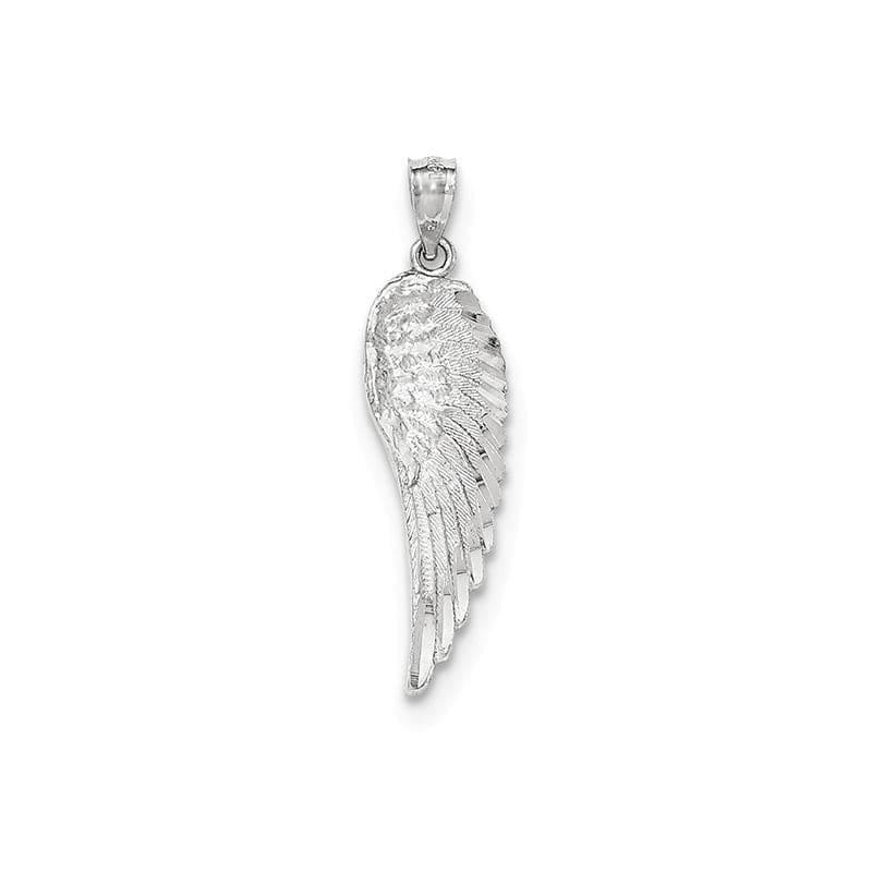 14k White Gold Polished & Textured Angel Wing Pendant - Seattle Gold Grillz