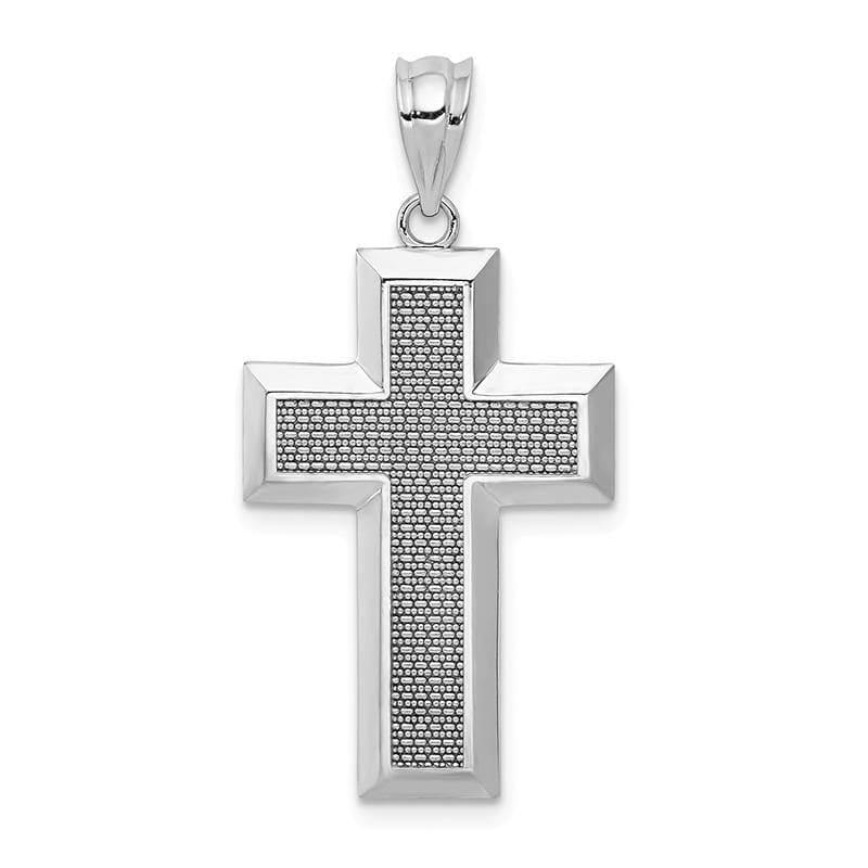14k White Gold Polished & Textured Cross Pendant - Seattle Gold Grillz