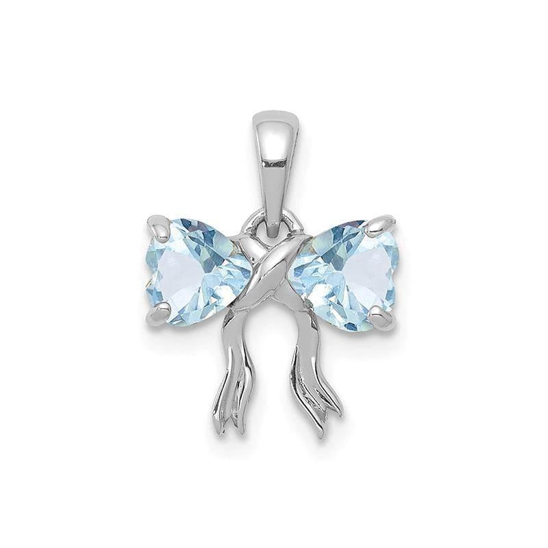 14k White Gold Polished Aquamarine Bow Pendant - Seattle Gold Grillz