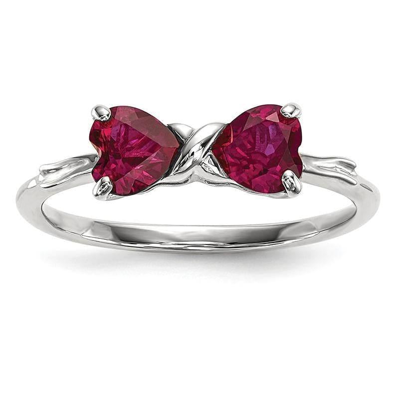 14k White Gold Polished Created Ruby Bow Ring - Seattle Gold Grillz
