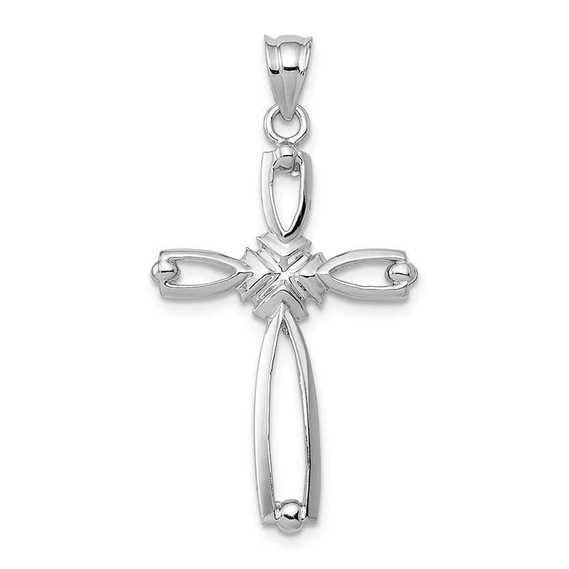 14k White Gold Polished Cross Pendant 13 - Seattle Gold Grillz