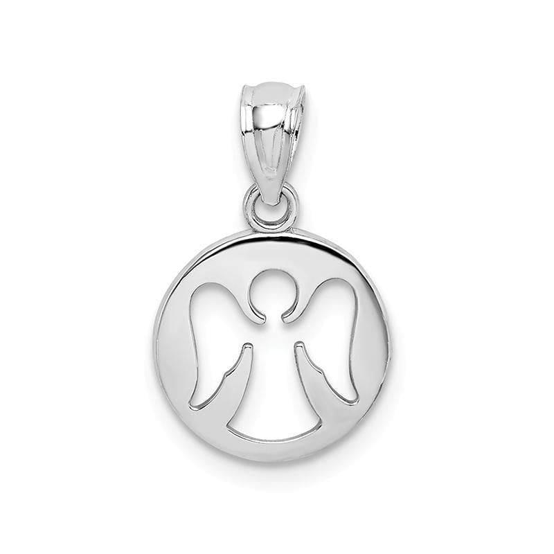 14k White Gold Polished Cut-out Angel Pendant - Seattle Gold Grillz