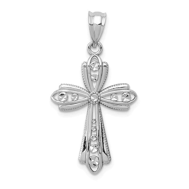14k White Gold Polished D-C Fancy Cross Pendant - Seattle Gold Grillz