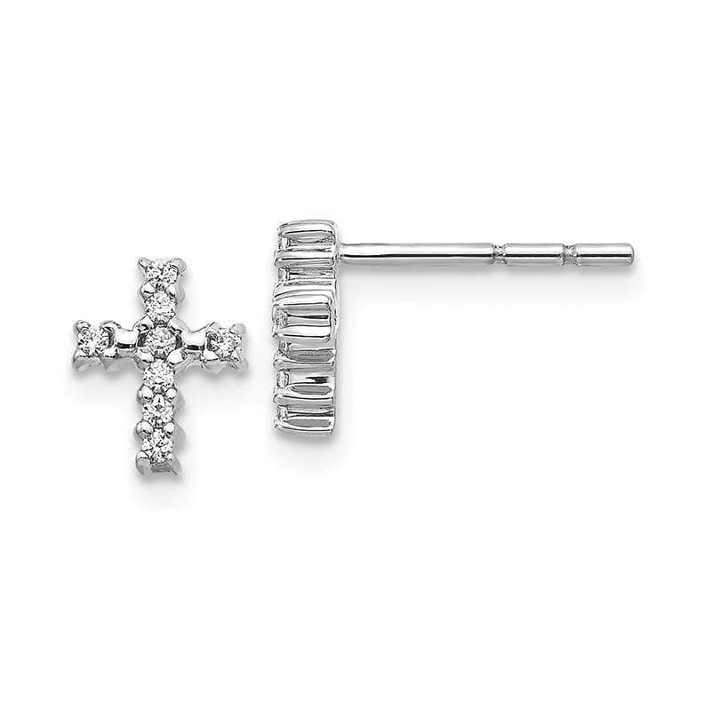 14K White Gold Polished Diamond Cross Post Earrings - Seattle Gold Grillz