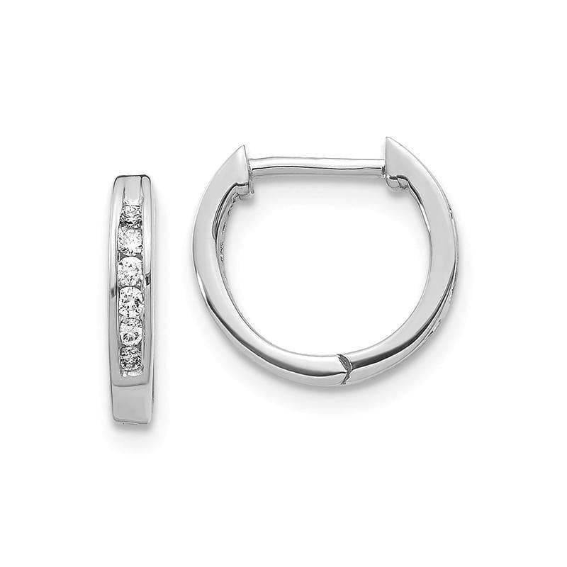 14K White Gold Polished Diamond Hinged Hoop Earrings. 0.13ctw - Seattle Gold Grillz