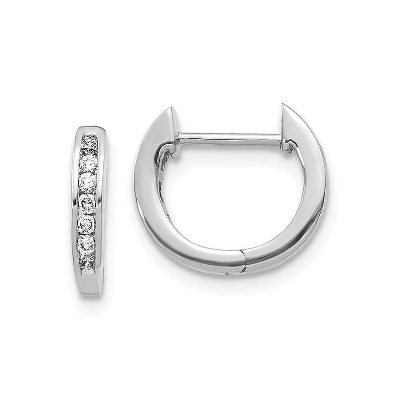 14K White Gold Polished Diamond Hinged Hoop Earrings. 0.16ctw - Seattle Gold Grillz