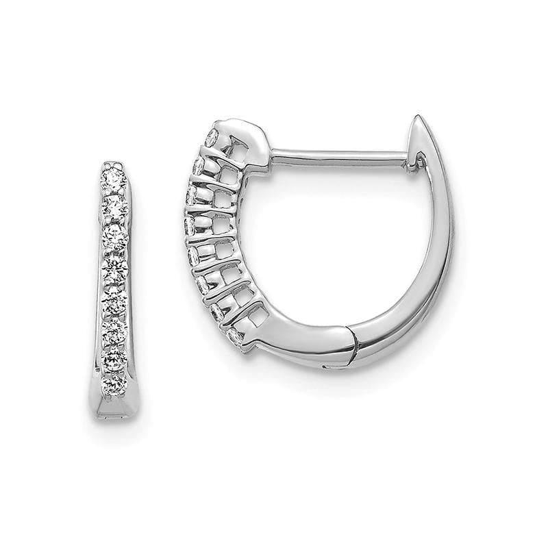 14K White Gold Polished Diamond Hinged Hoop Earrings. 0.16ctw - Seattle Gold Grillz