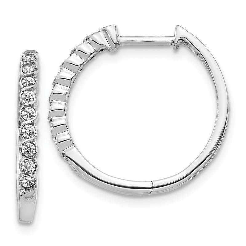 14K White Gold Polished Diamond Hinged Hoop Earrings. 0.25ctw - Seattle Gold Grillz