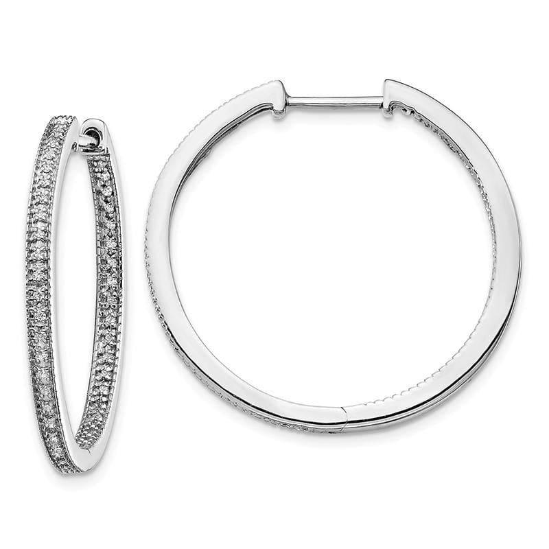 14K White Gold Polished Diamond In and Out Hinged Hoop Earrings. 0.33ctw - Seattle Gold Grillz