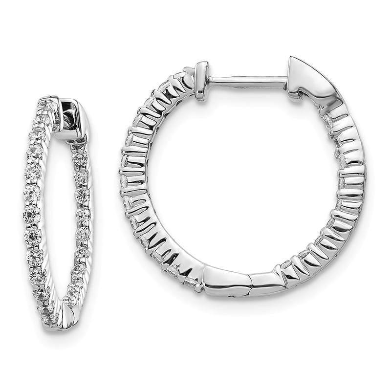 14K White Gold Polished Diamond In and Out Hinged Hoop Earrings. 0.50ctw - Seattle Gold Grillz