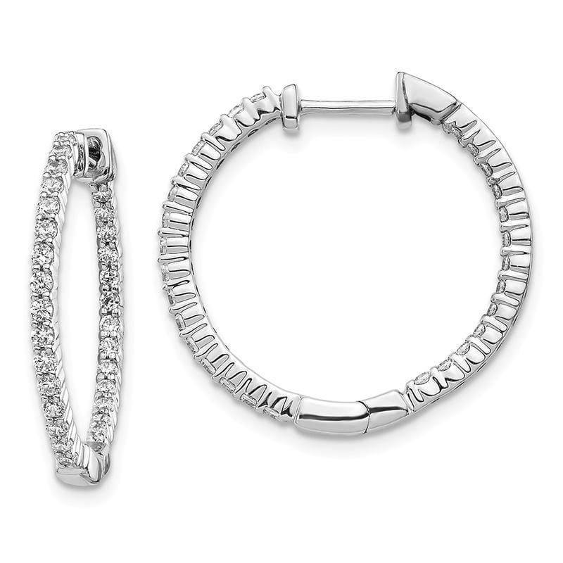 14K White Gold Polished Diamond In and Out Hinged Hoop Earrings. 0.62ctw - Seattle Gold Grillz
