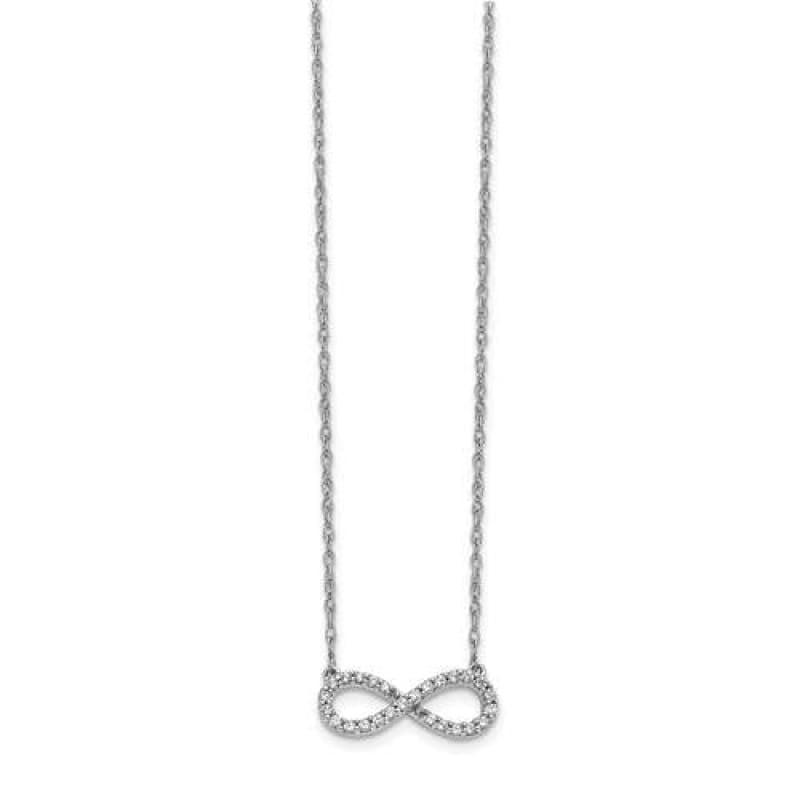 14K White Gold Polished Diamond Infinity Symbol Necklace - Seattle Gold Grillz