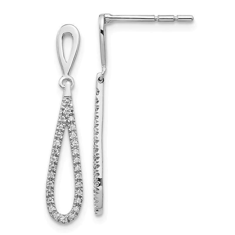 14K White Gold Polished Diamond Teardrop Dangle Post Earrings - Seattle Gold Grillz