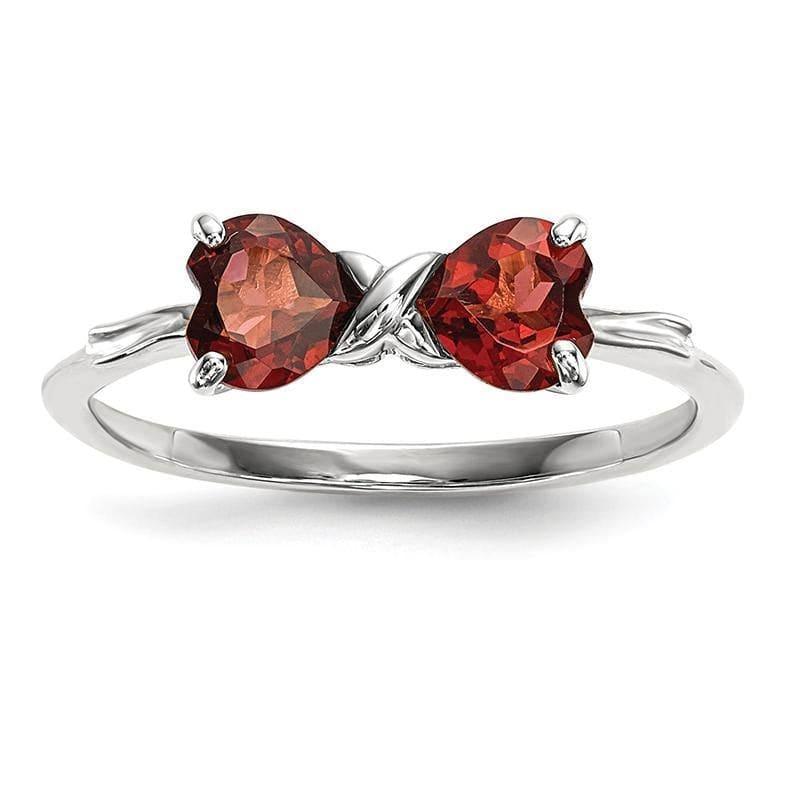 14k White Gold Polished Garnet Bow Ring - Seattle Gold Grillz