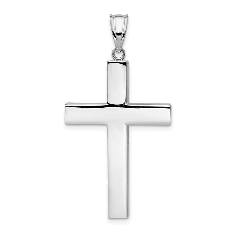 14k White Gold Polished Hollow Cross Pendant - Seattle Gold Grillz