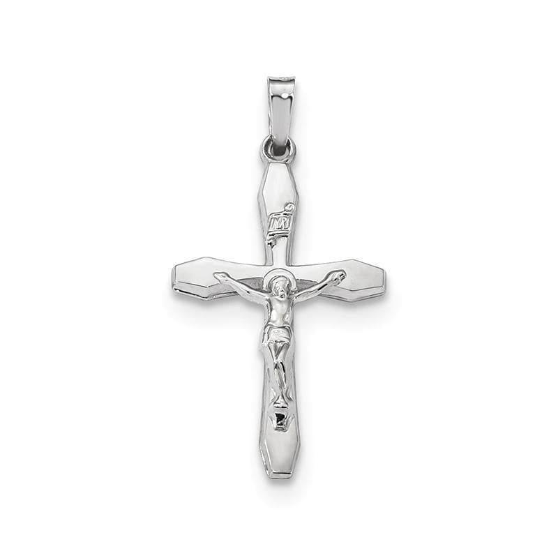 14k White Gold Polished INRI Crucifix Pendant - Seattle Gold Grillz
