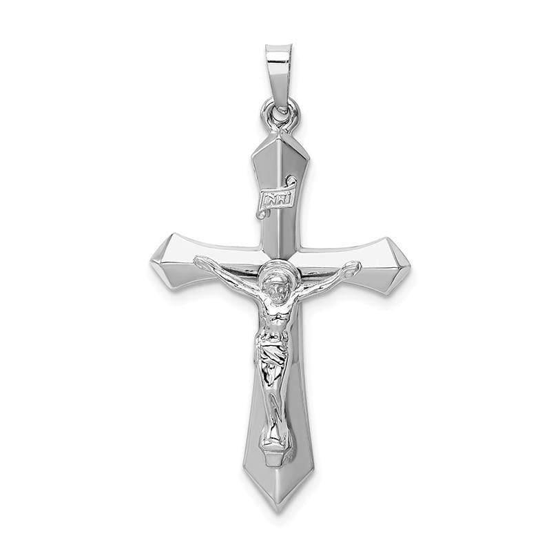 14k White Gold Polished INRI Passion Crucifix Pendant - Seattle Gold Grillz