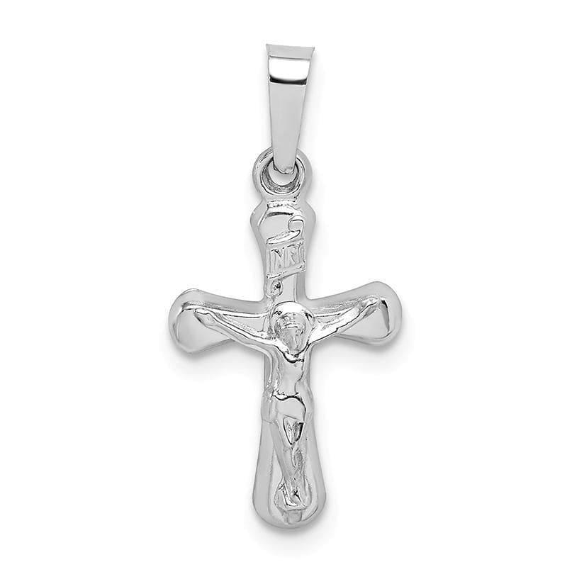 14k White Gold Polished INRI Rounded Crucifix Pendant - Seattle Gold Grillz